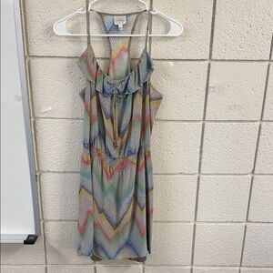 Parker Silk Multicolor Chevron Mini Dress